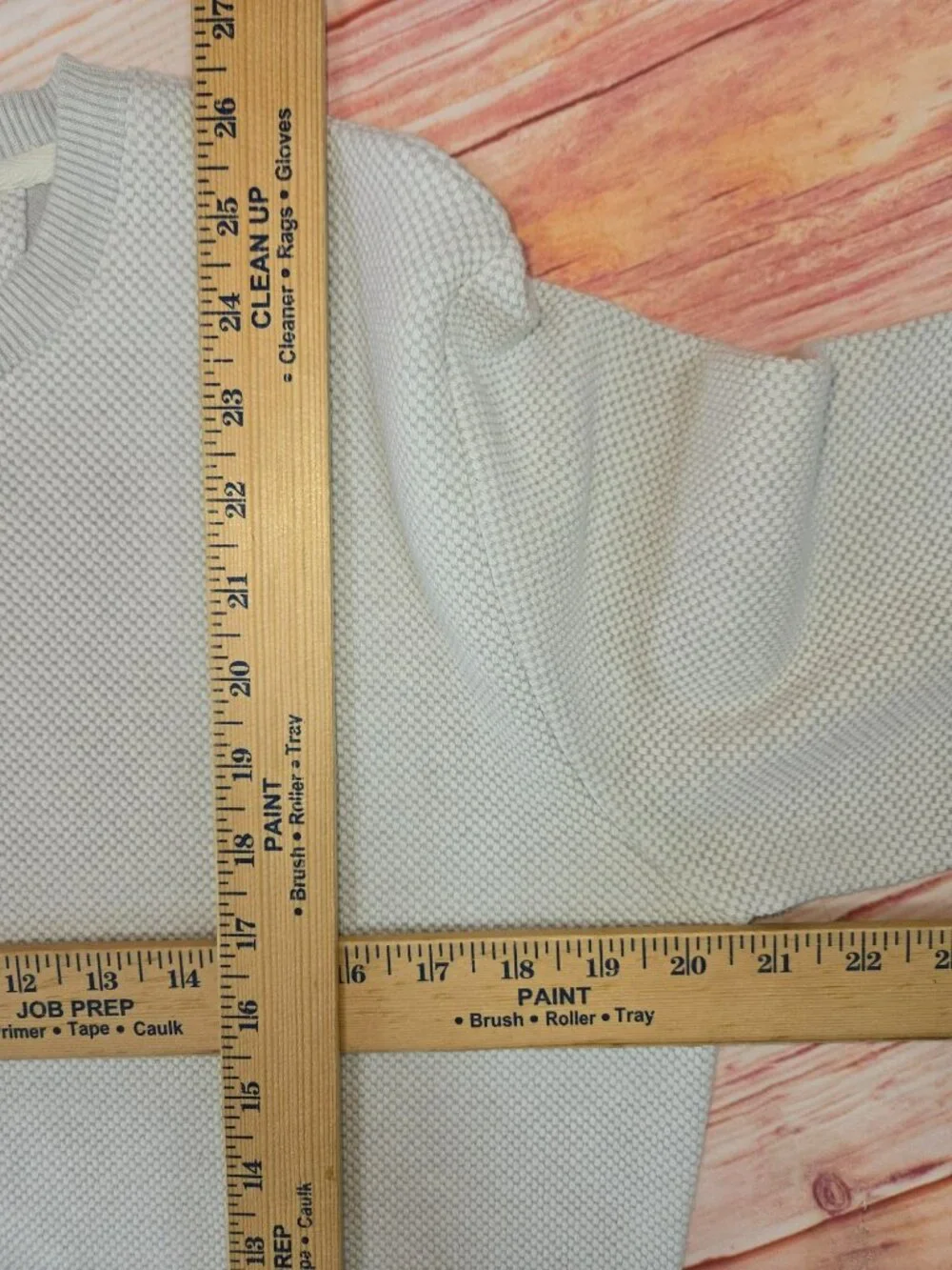 Zara Mens Ribbed Crewneck Knit Sweater Light Beige Medium Textured